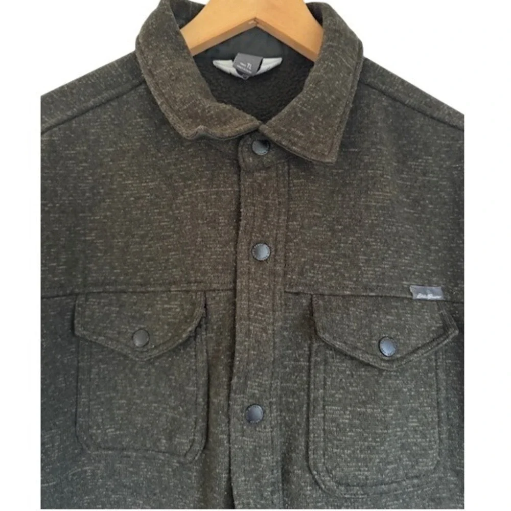 Eddie Bauer Men's Sherpa‎ Lined Flannel Shirt Jacket Green Plaid Size XL TL